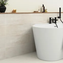 GoodHome Faïence murale effet travertin ivoire mat L.60 x l.20 cm x ép.9,4 mm, Soft Travertin- Carrelage Mural Pour Wc|Faïence Effet Pierre