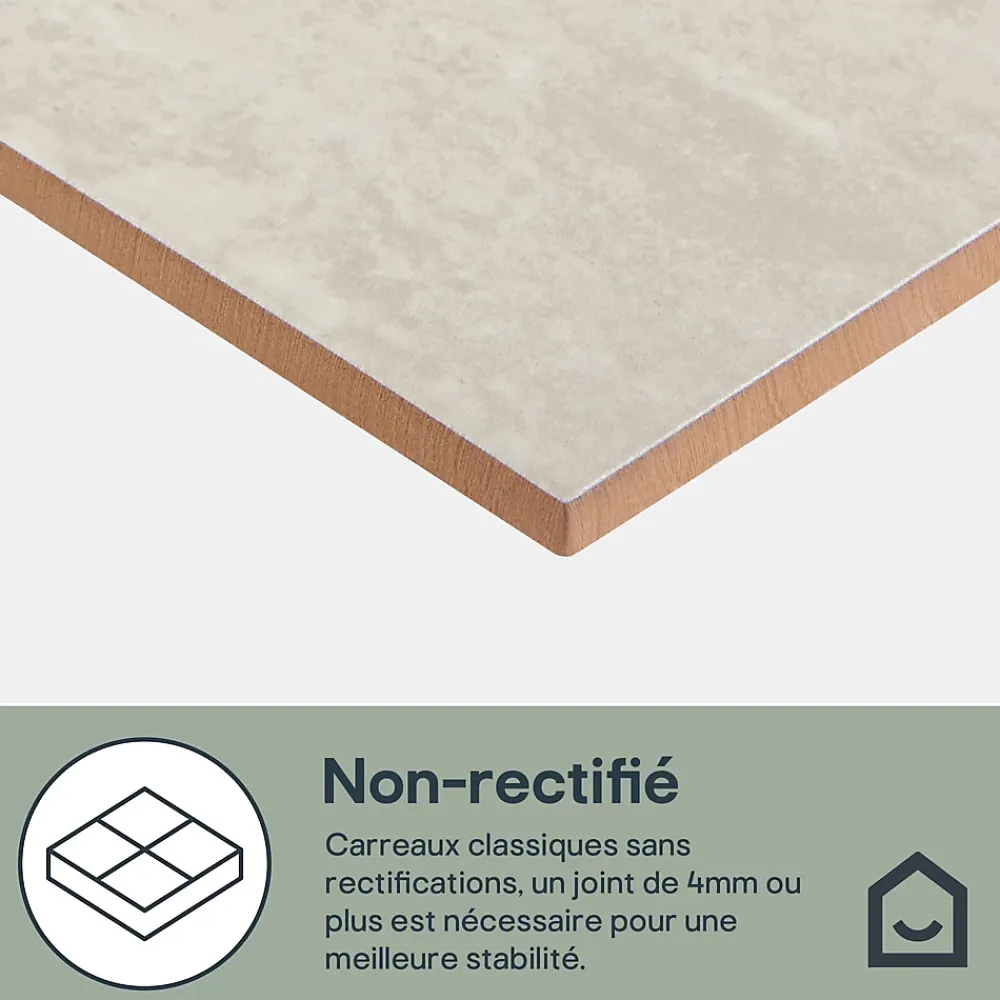 GoodHome Faïence murale effet travertin ivoire mat L.60 x l.20 cm x ép.9,4 mm, Soft Travertin- Carrelage Mural Pour Wc|Faïence Effet Pierre