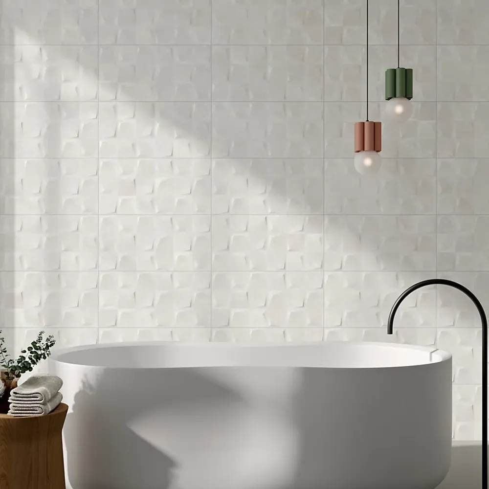 Alaplana Faïence Effet Béton|Carrelage Mural Pour Douche<Faïence murale en terre cuite effet béton décor blanc mat L.60 x l.30 cm x ép.8,5 mm, Taris