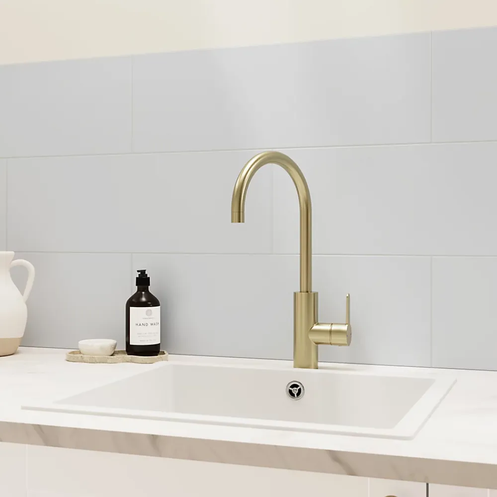 GoodHome Faïence Unie|Faïence Pour Douche<Faïence murale gris clair satiné L.60 x l.20 cm x ép.8,3 mm, Plain