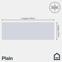 GoodHome Faïence Unie|Faïence Pour Douche<Faïence murale gris clair satiné L.60 x l.20 cm x ép.8,3 mm, Plain