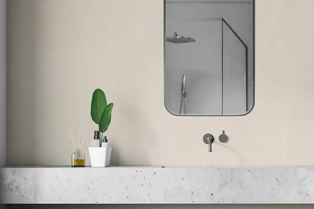 Mykonos Faïence murale intérieur blanc cassé mat L.75 x l.25 cm x ép.9 mm, Terre- Carrelage Mural Pour Wc|Carrelage Mural Effet Béton