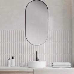 Faïence murale intérieur blanc mat effet cannelures L.90 x l.30 cm x ép.10,8 mm, Astor- Carrelage Mural Pour Douche|Carrelage Mural Pour Cuisine