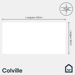 GoodHome Faïence murale intérieur blanc brillant L.60 x l.30 cm x ép.7 mm, Colville- Faïence Unie|Faïence Pour Douche