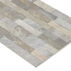 Carrelage Mural Effet Pierre<Faïence murale intérieur effet pierre tons gris décor 3D L.60 x l.30 cm x ép.8,2 mm, Quartz 3D