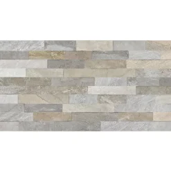 Carrelage Mural Effet Pierre<Faïence murale intérieur effet pierre tons gris décor 3D L.60 x l.30 cm x ép.8,2 mm, Quartz 3D