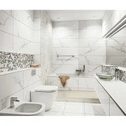 Faïence murale intérieur effet marbre blanc mat L.60 x l.30 cm x ép.8,4 mm, Pune- Carrelage Mural Effet Marbre|Carrelage Mural Pour Salle De Bains