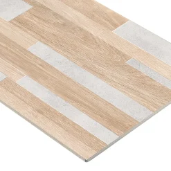 Carrelage Mural Effet Bois<Faïence murale intérieur effet bois et béton L.60 x l.30 cm x ép.8,2 mm, Tendance