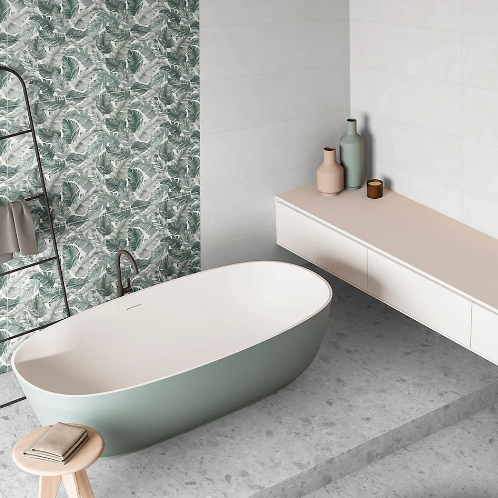 Mykonos Faïence murale intérieur feuillages verts Amazonia L.120 x l.40 cm x ép.8,3 mm, Aspen- Carrelage Mural Pour Douche|Carrelage Mural Pour Cuisine