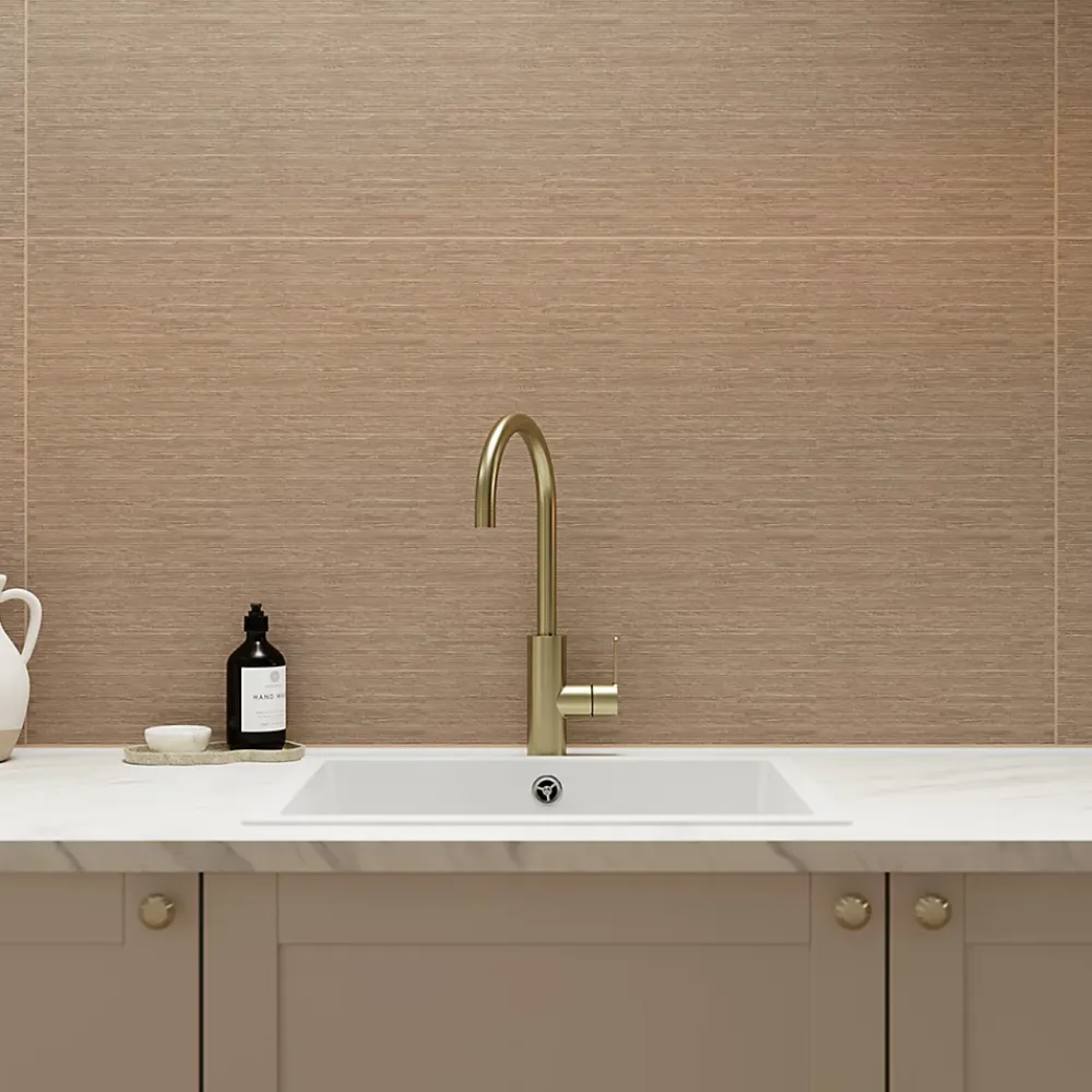 GoodHome Faïence murale intérieur grès émaillé effet bois brut beige L.12 x l.6 cm x ép.8,2 mm, Taka- Faïence Effet Bois|Carrelage Mural Pour Pièce À Vivre