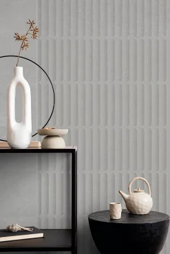 Faïence murale intérieur gris mat effet cannelures L.90 x l.30 cm x ép.10,8 mm, Astor- Faïence Unie|Faïence Pour Wc
