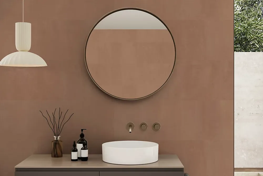 Faïence murale intérieur marron mat L.75 x l.25 x ép.9 mm, Terre- Carrelage Mural Effet Béton|Carrelage Mural Pour Pièce À Vivre
