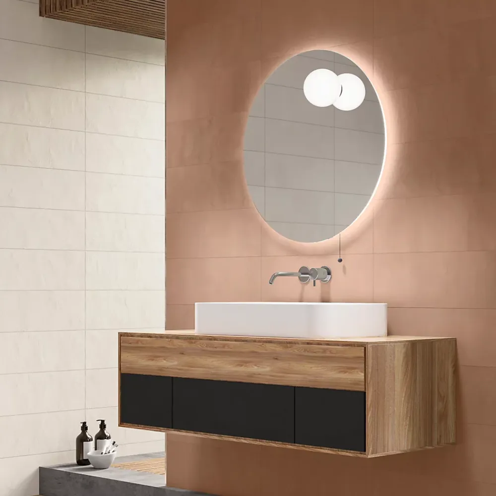 Faïence murale intérieur marron mat L.75 x l.25 x ép.9 mm, Terre- Carrelage Mural Effet Béton|Carrelage Mural Pour Pièce À Vivre