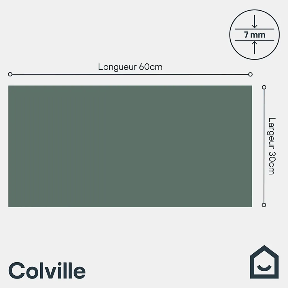 GoodHome Faïence murale intérieur vert satiné L.60 x l.30 cm x ép.7 mm, Colville- Carrelage Mural Pour Douche|Carrelage Mural Pour Cuisine