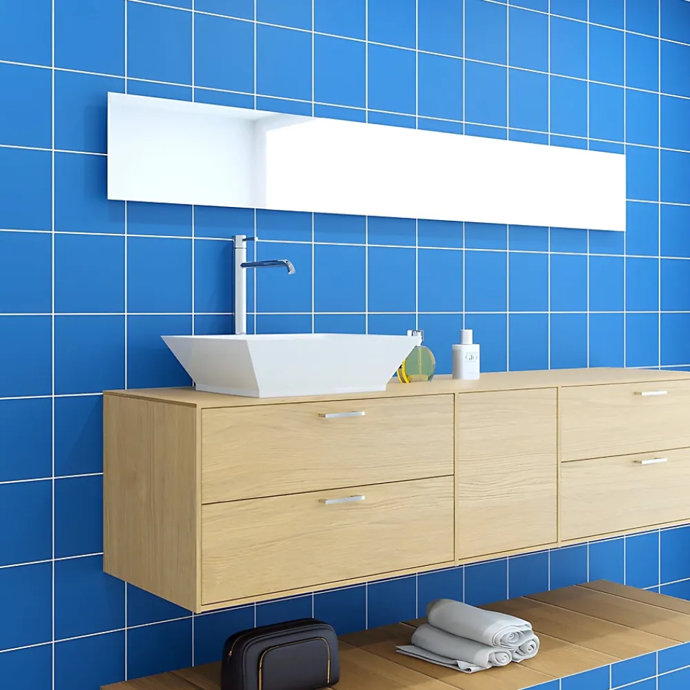 Faïence murale unie bleu saphir satin L.20 x l.20 cm, Monocolor- Faïence Unie|Faïence Pour Douche