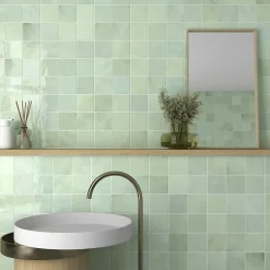 Equipe Ceramica Faïence Unie|Faïence Pour Wc<Faïence murale unie vert d'eau brillant L.10 x l.10 cm x ép.8 mm, Twist