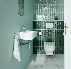 Faïence murale vert d'eau effet terre cuite brillant L.30 x l.7,5 cm, Vernissea- Faïence Pour Douche|Faïence Pour Cuisine