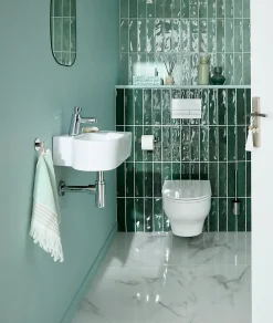 Faïence murale vert d'eau effet terre cuite brillant L.30 x l.7,5 cm, Vernissea- Faïence Pour Douche|Faïence Pour Cuisine