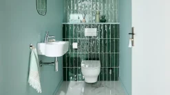 Faïence murale vert d'eau effet terre cuite brillant L.30 x l.7,5 cm, Vernissea- Faïence Pour Douche|Faïence Pour Cuisine