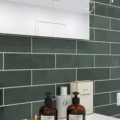 Faïence murale vert effet terre cuite brillant L.30 x l.7,5 cm, Vernissea- Carrelage Mural Pour Wc|Faïence Pour Douche