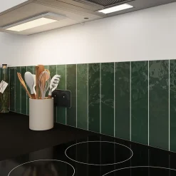 Faïence murale vert effet terre cuite brillant L.30 x l.7,5 cm, Vernissea- Carrelage Mural Pour Wc|Faïence Pour Douche