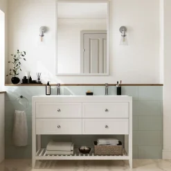 GoodHome Faïence murale vert satiné L.60 x l.20 cm x ép.8,3 mm, Plain- Faïence Unie|Faïence Pour Douche