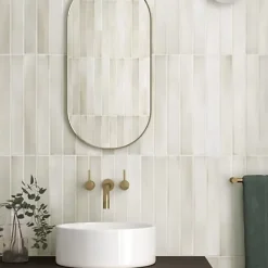 Les Carreaux De Jean Faience Effet Zellige Beige Clair MASSIMO Almonde 5x40cm - Les Carreaux de Jean- Faïence Pour Cuisine|Faïence Pour Douche