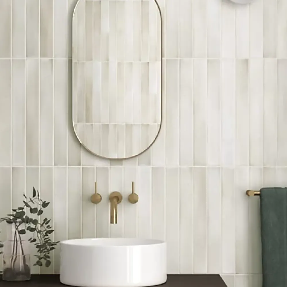 Les Carreaux De Jean Faience Effet Zellige Beige Clair MASSIMO Almonde 5x40cm - Les Carreaux de Jean- Faïence Pour Cuisine|Faïence Pour Douche