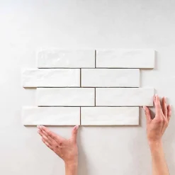 Gioia Materia Faïence Pour Salle De Bains<Faience Effet Zellige Blanc MALLORCA 6,5x20cm White - Les Carreaux de Jean