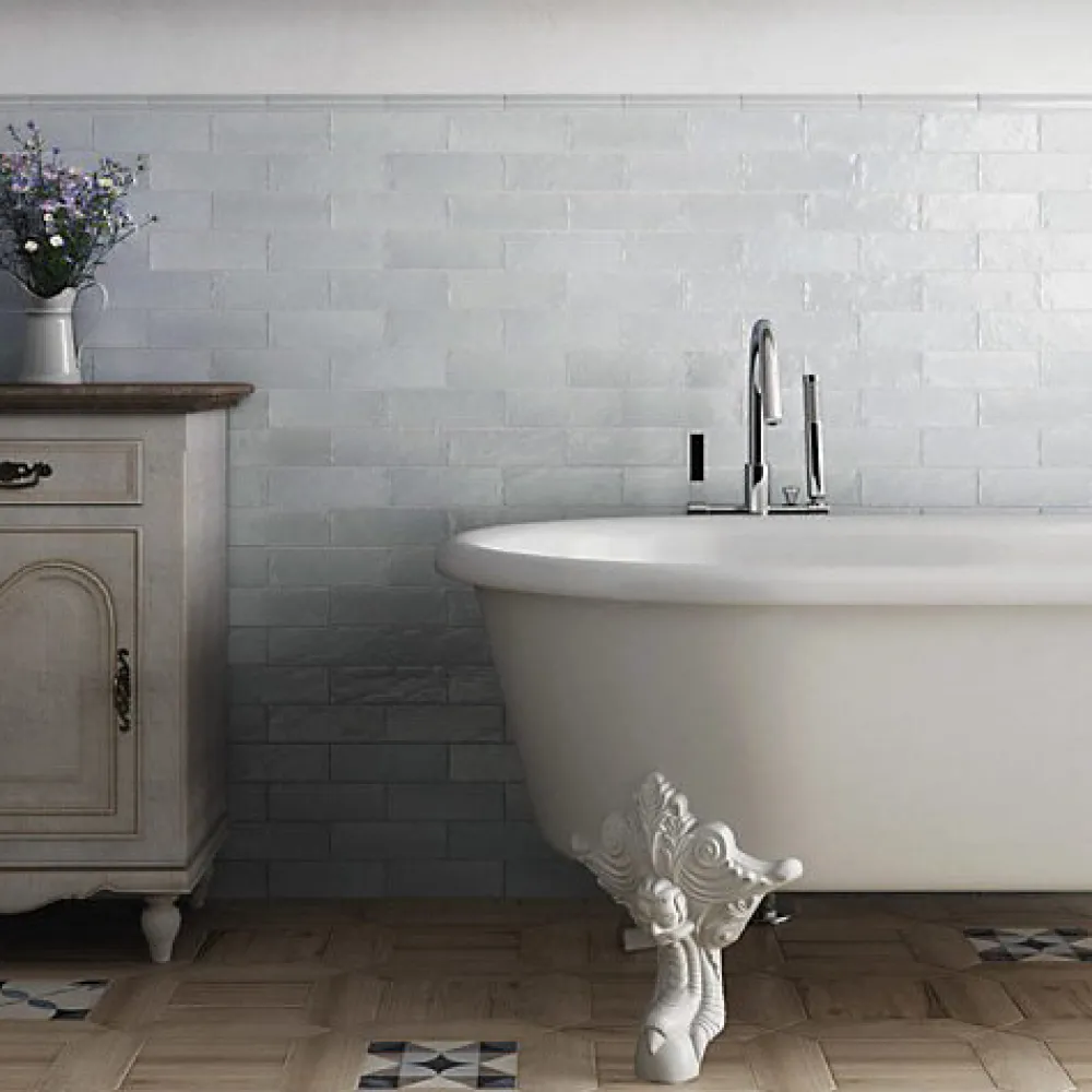 Gioia Materia Faïence Pour Douche|Faïence Pour Salle De Bains<Faience Effet Zellige Bleu Clair MALLORCA 6,5x20cm Blue - Les Carreaux de Jean