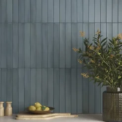 Les Carreaux De Jean  Faïence Pour Cuisine<Faience Effet Zellige Bleu MASSIMO Smoke Blue 5x40cm - Les Carreaux de Jean