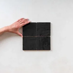 Gioia Materia Faïence Pour Cuisine|Faïence Pour Douche<Faience Effet Zellige Noir MALLORCA 10x10cm Black - Les Carreaux de Jean
