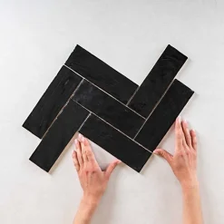 Gioia Materia Faience Effet Zellige Noir MALLORCA 6,5x20cm Black - Les Carreaux de Jean- Faïence Pour Cuisine