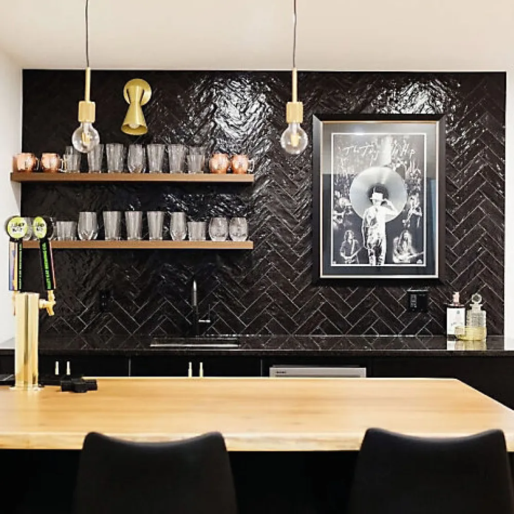 Gioia Materia Faience Effet Zellige Noir MALLORCA 6,5x20cm Black - Les Carreaux de Jean- Faïence Pour Cuisine