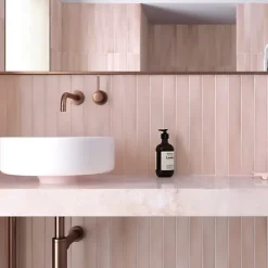 Les Carreaux De Jean  Faience Effet Zellige Rose MASSIMO Pink Sand 5x40cm - Les Carreaux de Jean- Faïence Pour Salle De Bains|Faïence Pour Douche