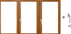 Gd Menuiseries Fenetre Bois 3 Vantaux H125 X L180 Côte Tableau, Poignee (ref 010220f9)- Fenêtre Bois