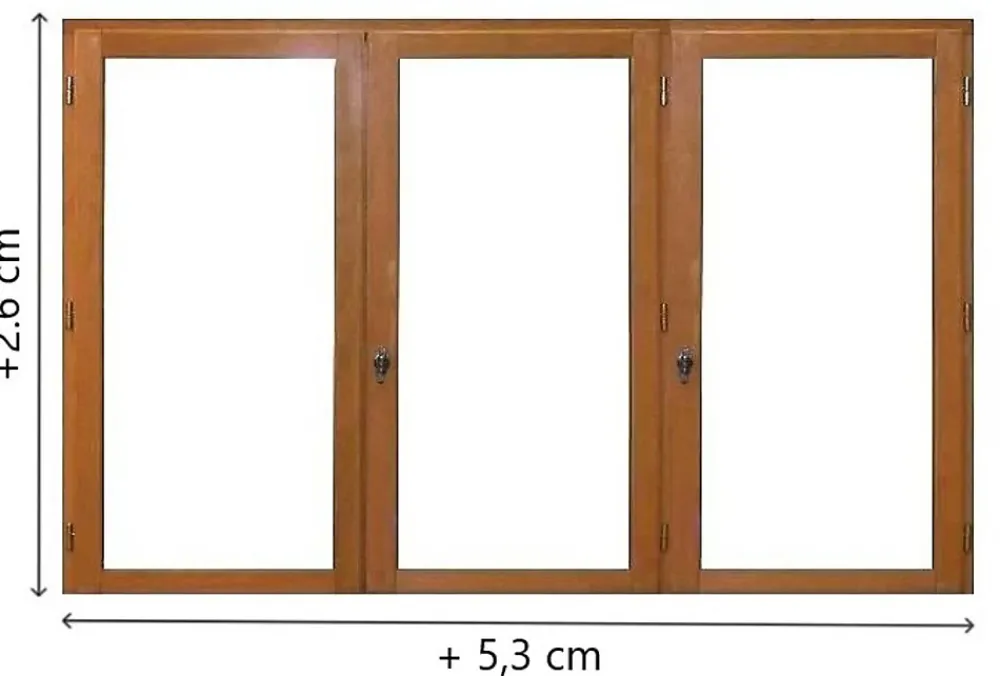 Gd Menuiseries Fenetre Bois 3 Vantaux H125 X L180 Côte Tableau, Poignee (ref 010220f9)- Fenêtre Bois