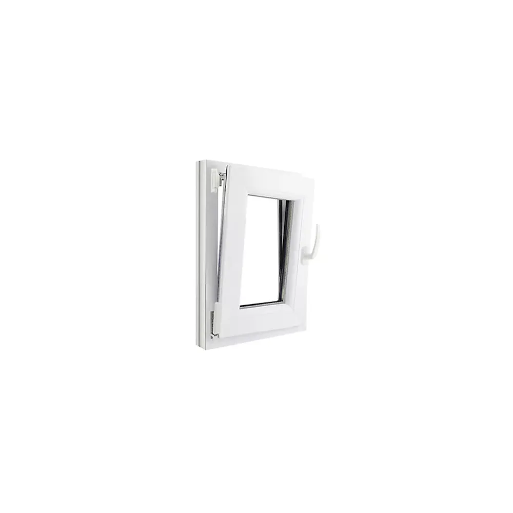 GoodHome Fenêtre 1 vantail oscillo-battante, tirant gauche double vitrage en PVC blanc l.45 x H.63 cm- Fenêtre Pvc