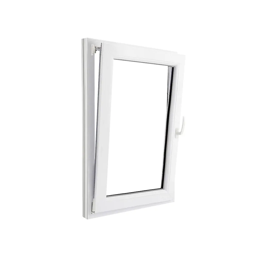 GoodHome Fenêtre 1 vantail oscillo-battante, tirant gauche double vitrage en PVC blanc l.85 x H.118 cm- Fenêtre Pvc