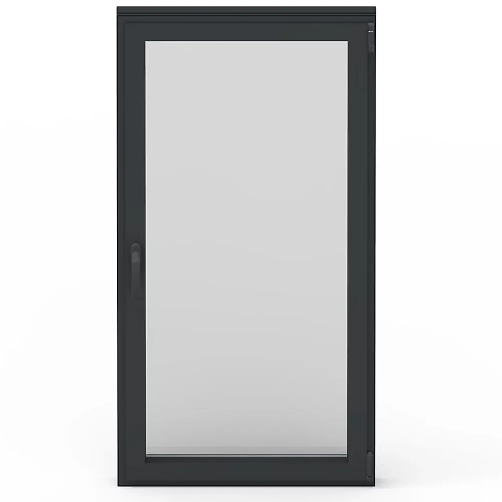 GoodHome Fenêtre 1 vantail oscillo-battante, tirant gauche double vitrage en aluminium gris l.63 x H.77 cm- Fenêtre Aluminium