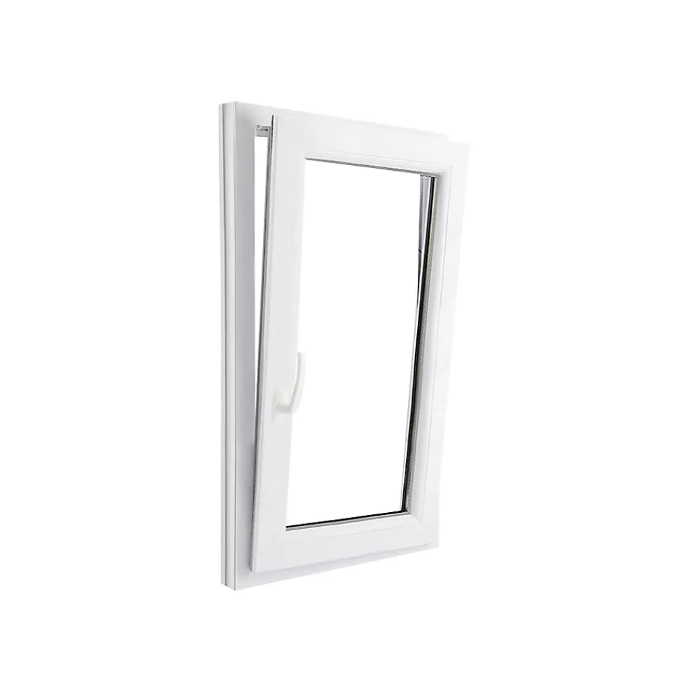 GoodHome Fenêtre 1 vantail oscillo-battante, tirant droit double vitrage en PVC blanc l.65 x H.118 cm- Fenêtre Pvc