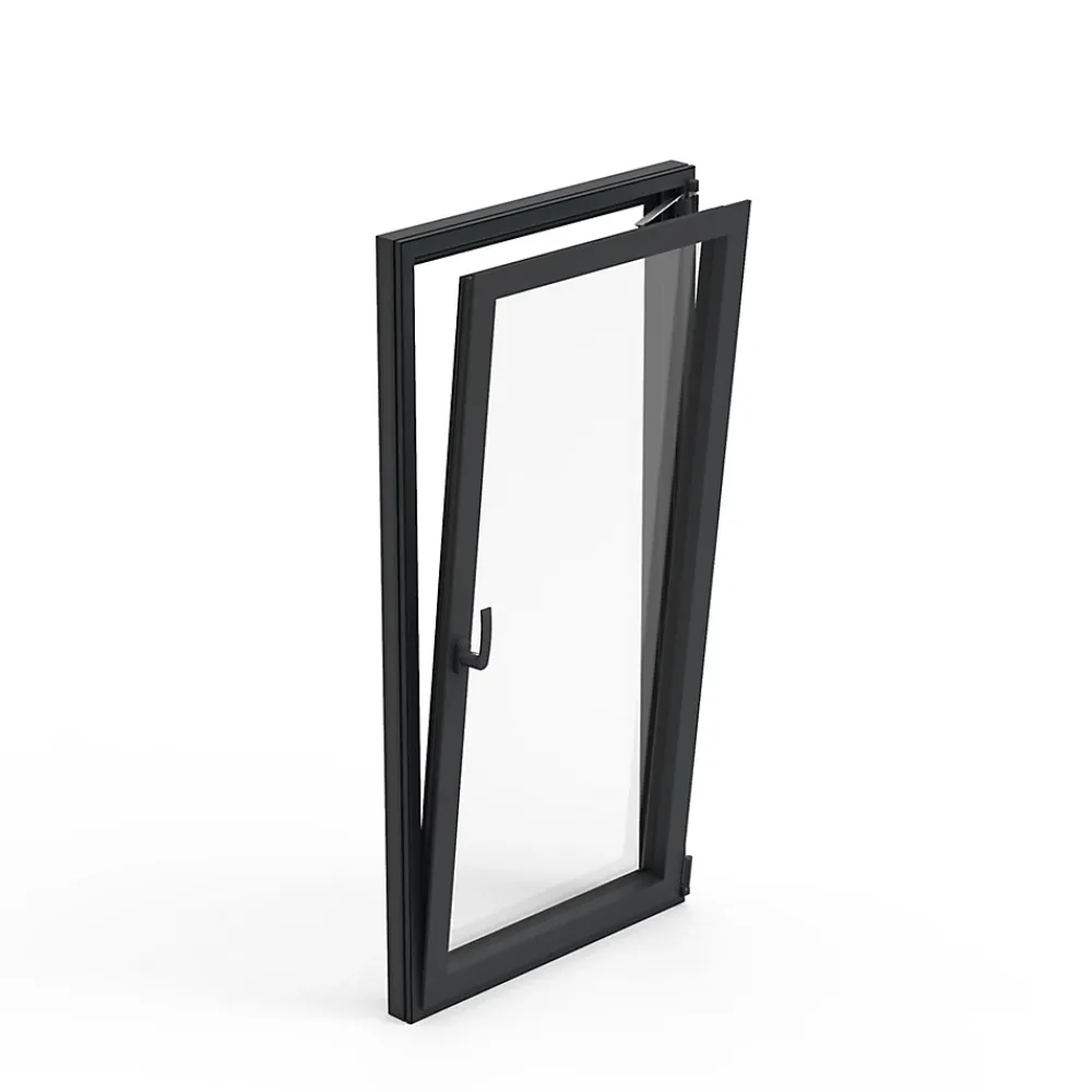 GoodHome Fenêtre 1 vantail oscillo-battante, tirant gauche double vitrage en aluminium gris l.43 x H.67 cm- Fenêtre Aluminium