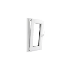 GoodHome Fenêtre 1 vantail oscillo-battante, tirant gauche double vitrage en PVC blanc l.45 x H.78 cm- Fenêtre Pvc