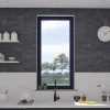 GoodHome Fenêtre Aluminium<Fenêtre 1 vantail oscillo-battante, tirant droit double vitrage en aluminium Gris l.83 x H.97 cm