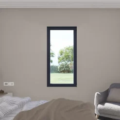 GoodHome Fenêtre Aluminium<Fenêtre 1 vantail oscillo-battante, tirant droit double vitrage en aluminium Gris l.83 x H.97 cm
