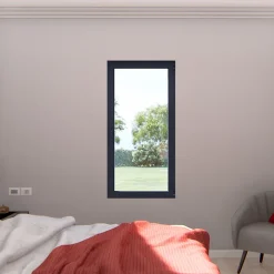 GoodHome Fenêtre Aluminium<Fenêtre 1 vantail oscillo-battante, tirant droit double vitrage en aluminium Gris l.83 x H.97 cm