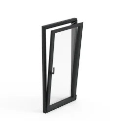 GoodHome Fenêtre Aluminium<Fenêtre 1 vantail oscillo-battante, tirant droit double vitrage en aluminium Gris l.83 x H.97 cm