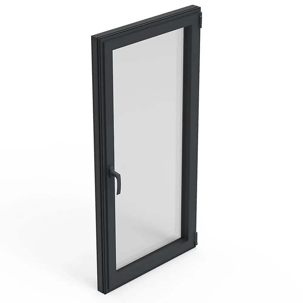 GoodHome Fenêtre Aluminium<Fenêtre 1 vantail oscillo-battante, tirant droit double vitrage en aluminium Gris l.83 x H.97 cm