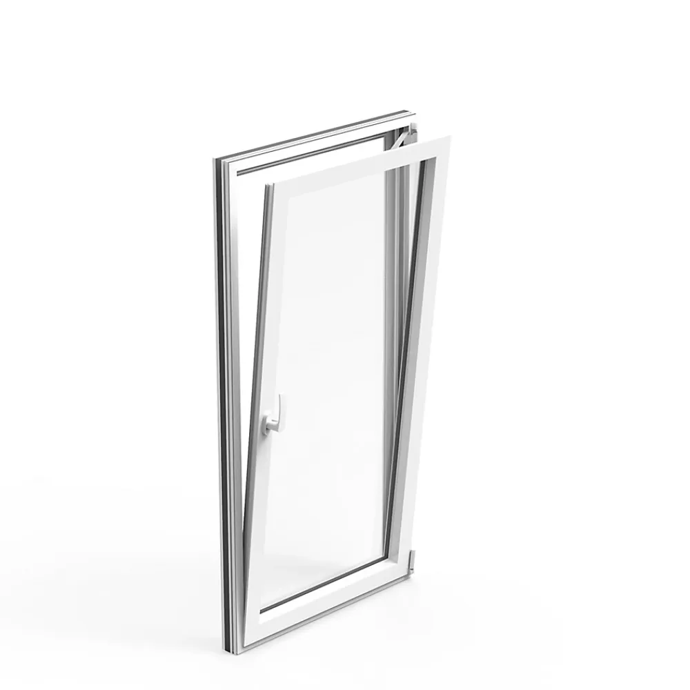 GoodHome Fenêtre Aluminium<Fenêtre 1 vantail oscillo-battante, tirant gauche double vitrage en aluminium blanc l.43 x H.47 cm
