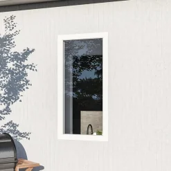GoodHome Fenêtre Aluminium<Fenêtre 1 vantail oscillo-battante, tirant gauche double vitrage en aluminium blanc l.43 x H.47 cm